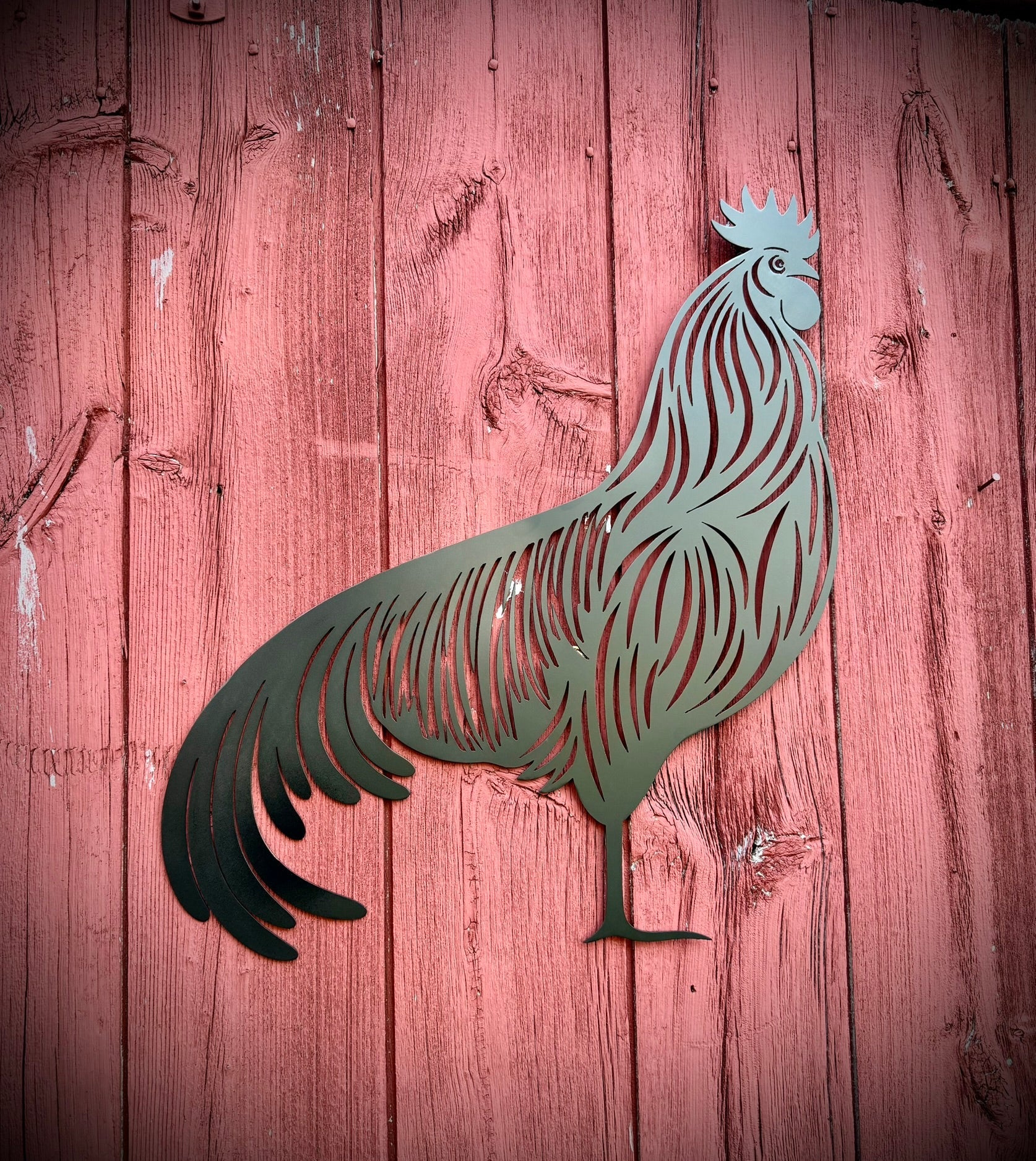 Steel Rooster Wall Art - chicken yard art - farm house sign - Northern Forge, LLC