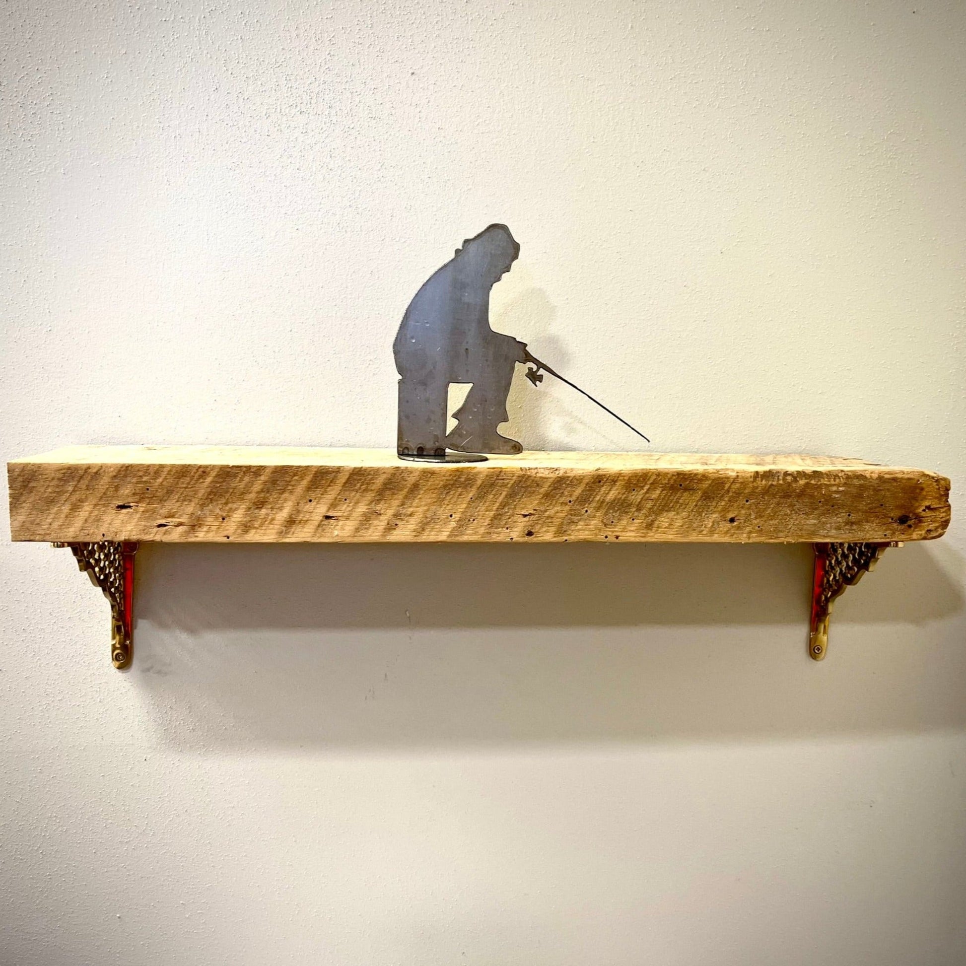 Steel Stand - up Ice Fisherman - Mantel - cabin sign - fish - Northern Forge, LLC