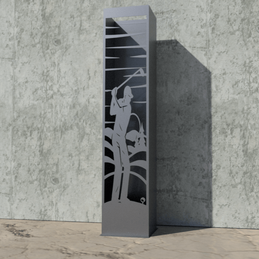 Tee Time Steel Luminary Pillar | Golf Theme | 48 - inch - garden light - garden lights - Northern Forge, LLC