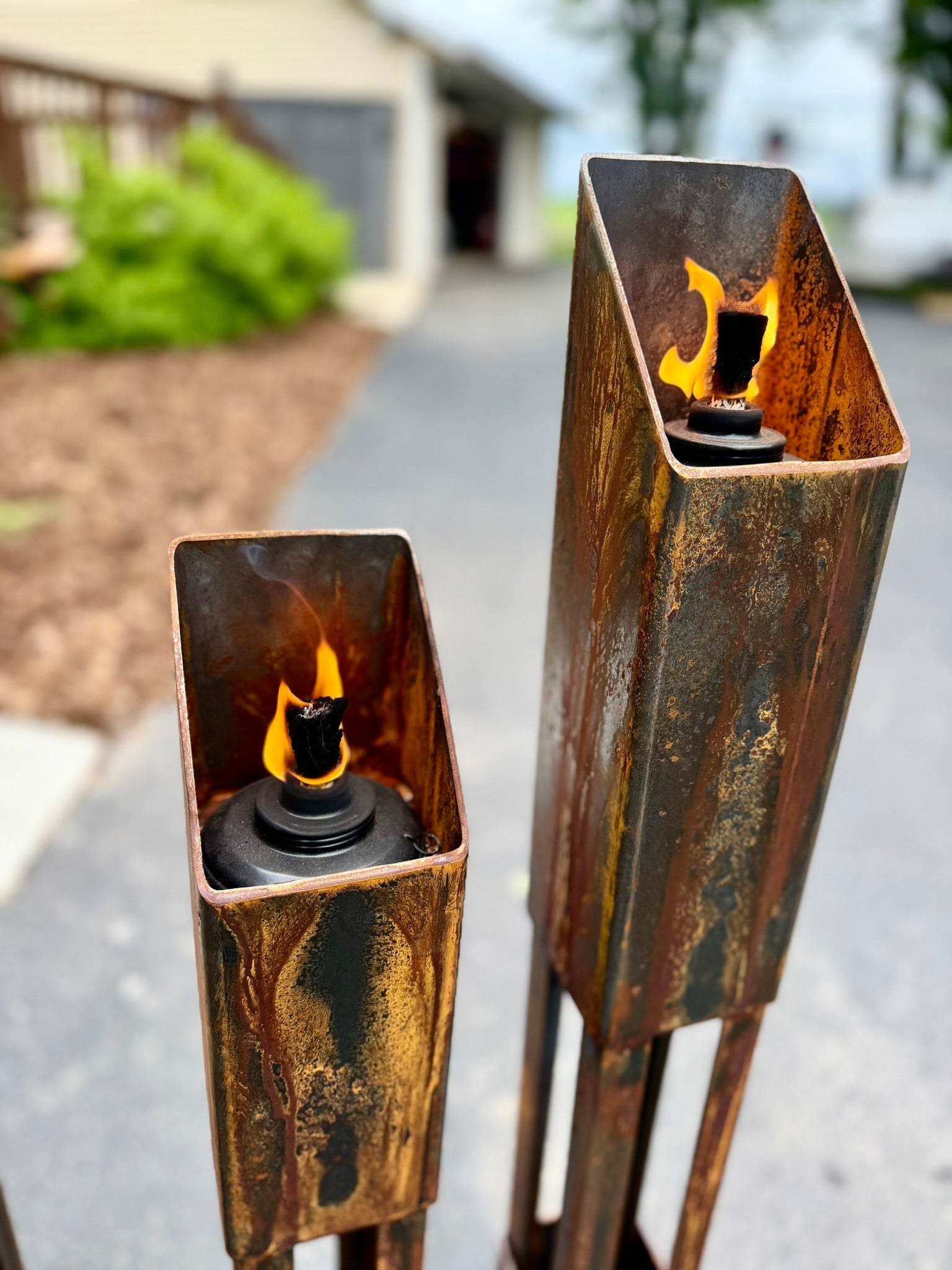 The Ember Trio Mini - Rusted Steel Patio Torches - Multiple Sizes - fire pit - firepit - Northern Forge, LLC