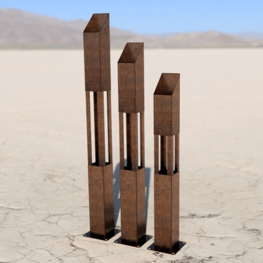 The Ember Trio - Rusted Steel Patio Torches - Multiple Sizes - fire pit - firepit - Northern Forge, LLC