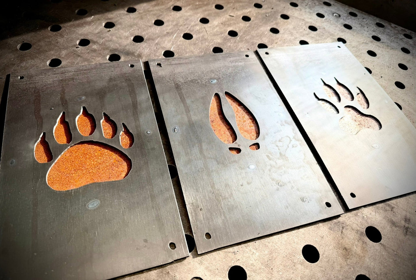Trail of the Wild – Animal Tracks Layered Steel Wall Art - christmas - forest wall art - Northern Forge, LLC