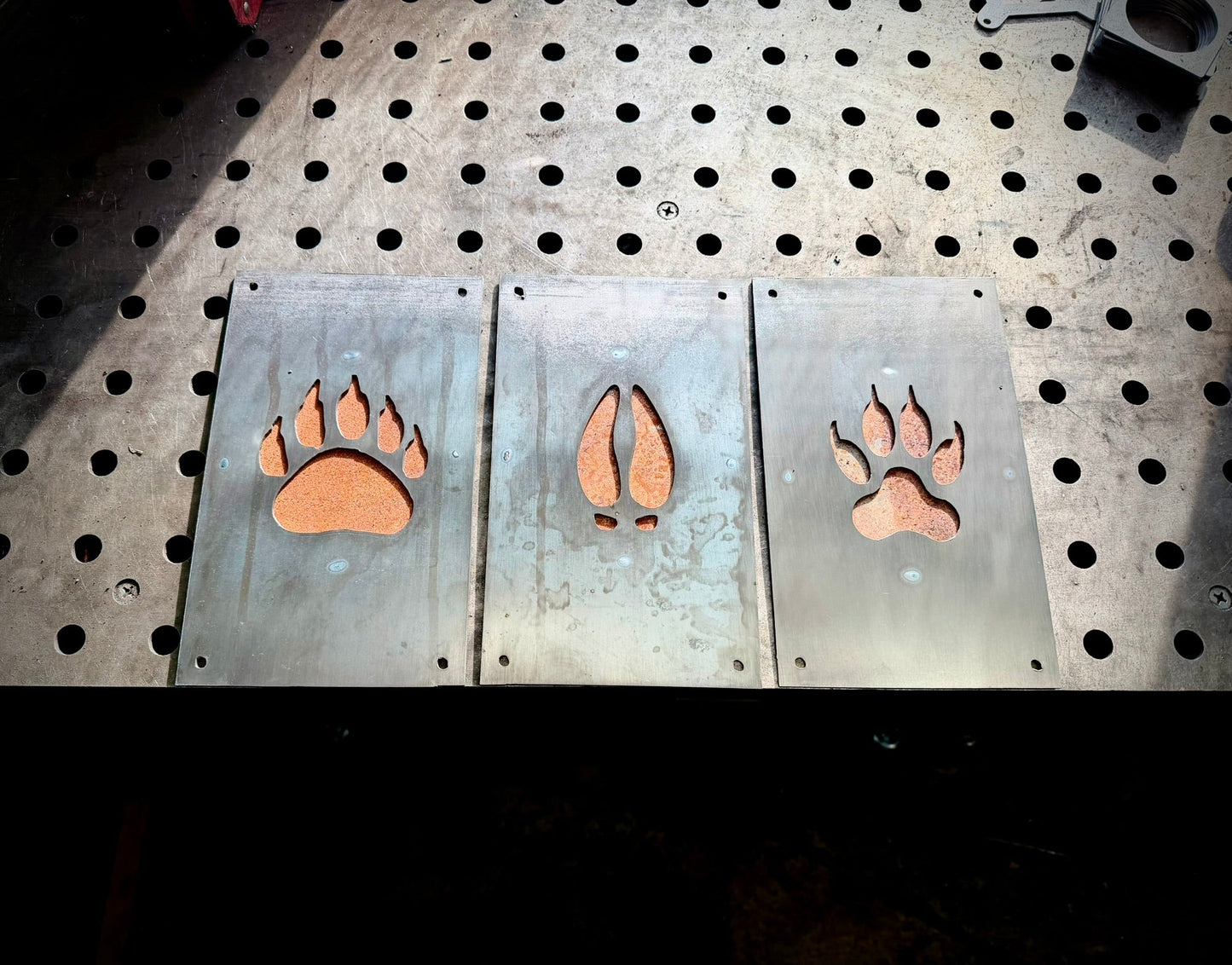 Trail of the Wild – Animal Tracks Layered Steel Wall Art - christmas - forest wall art - Northern Forge, LLC