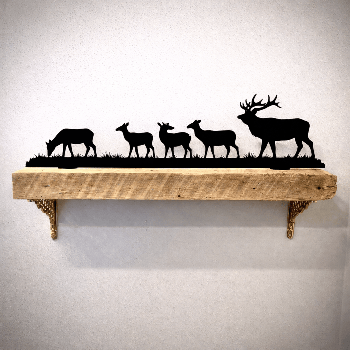Trailing Elk Herd Metal Shelf Silhouette - Standing - elk decor - home - Northern Forge, LLC