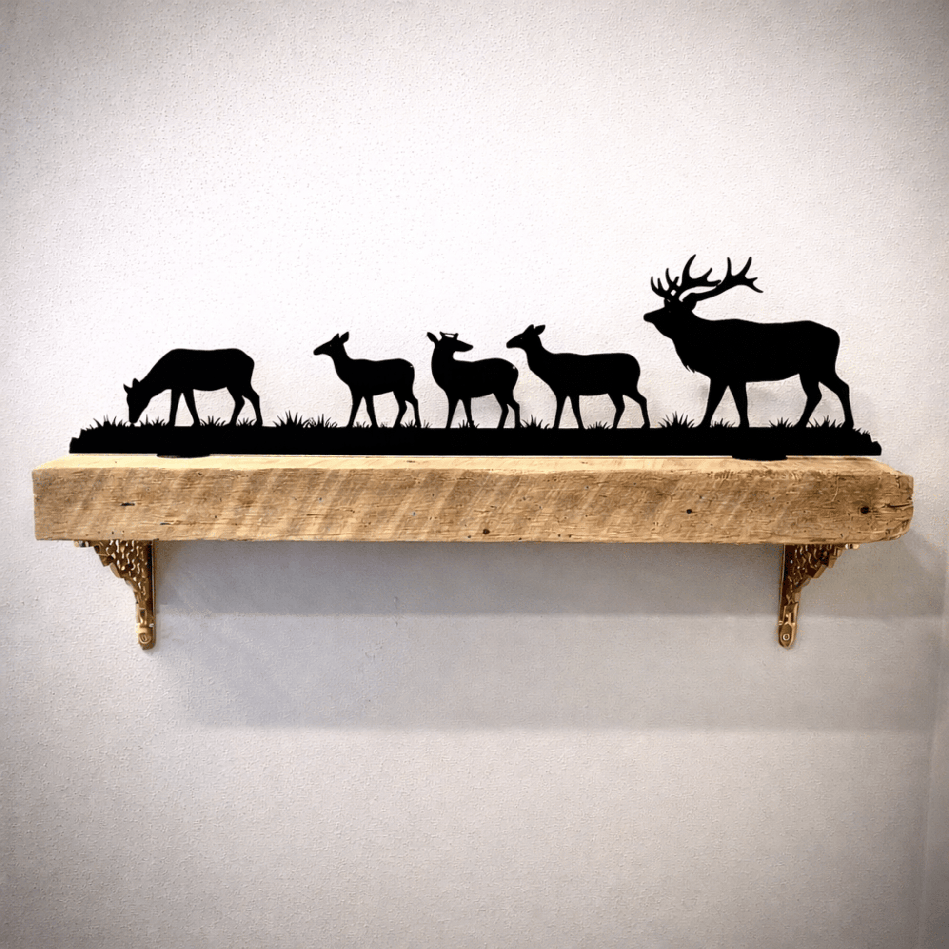 Trailing Elk Herd Metal Shelf Silhouette - Standing - elk decor - home - Northern Forge, LLC