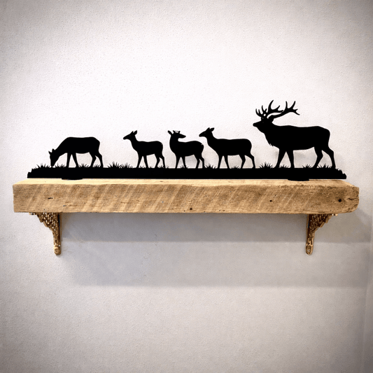 Trailing Elk Herd Metal Shelf Silhouette - Standing - elk decor - home - Northern Forge, LLC