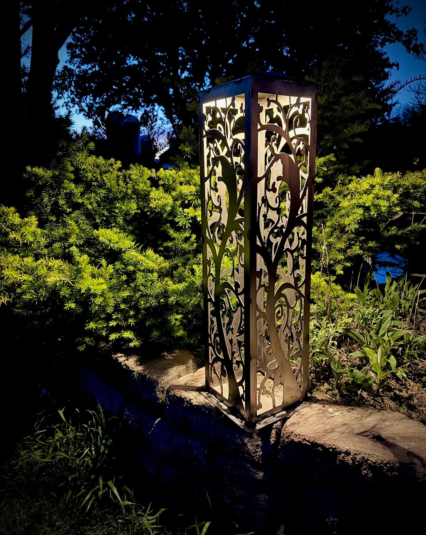 Tree of Life Solar Luminary Pillar | Multiple Sizes - landscape lighting - large pillar - Northern Forge, LLC