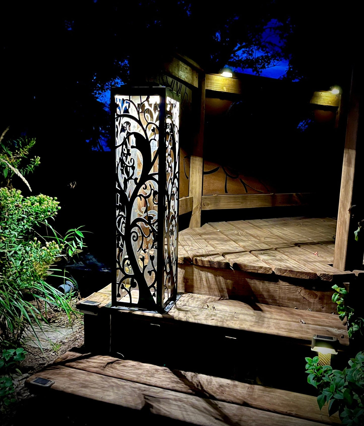Tree of Life Solar Luminary Pillar | Multiple Sizes - landscape lighting - large pillar - Northern Forge, LLC