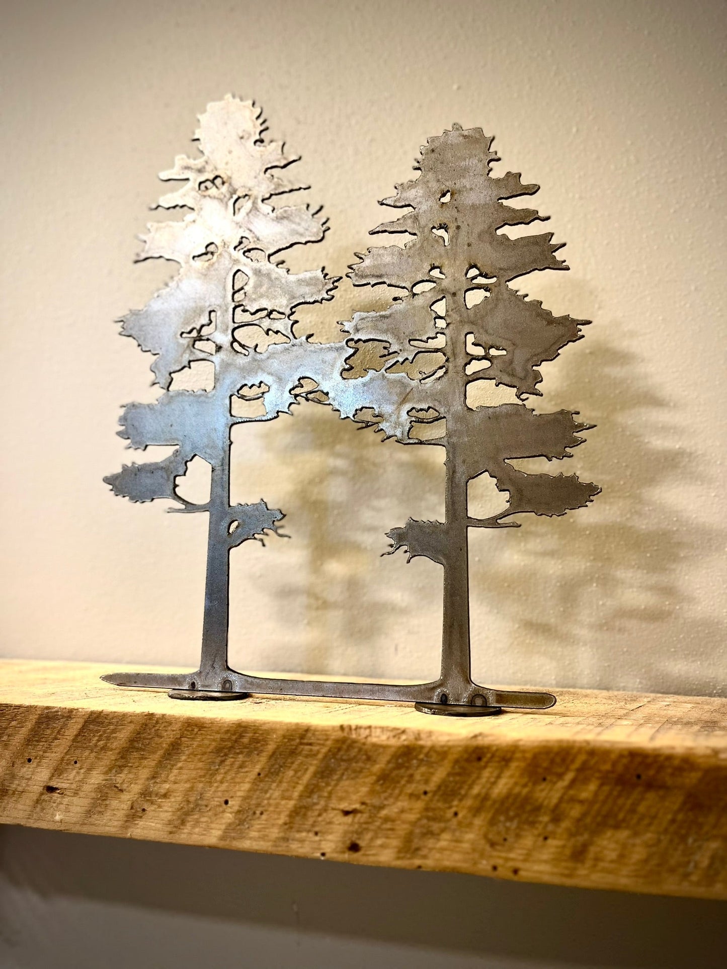 Twin Pine Trees - Mantel - home - home decor - Northern Forge, LLC