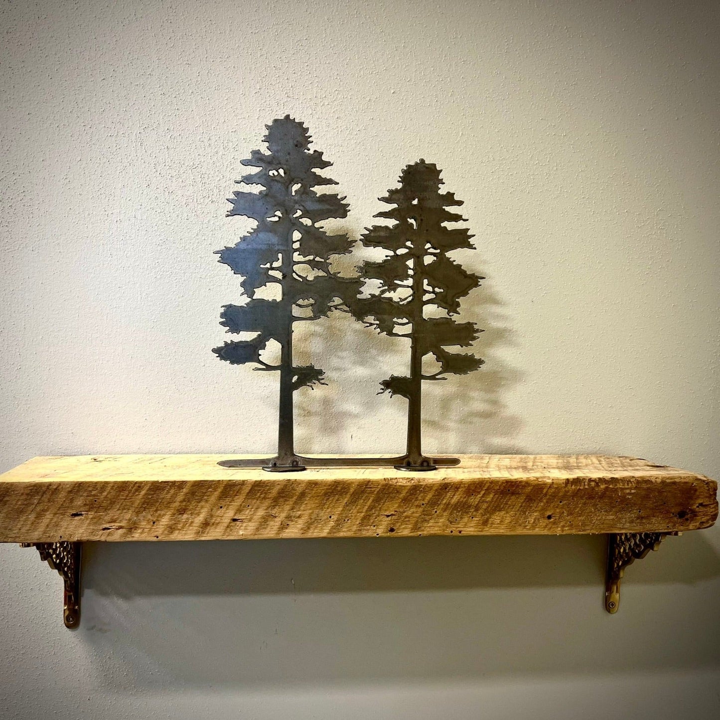 Twin Pine Trees - Mantel - home - home decor - Northern Forge, LLC