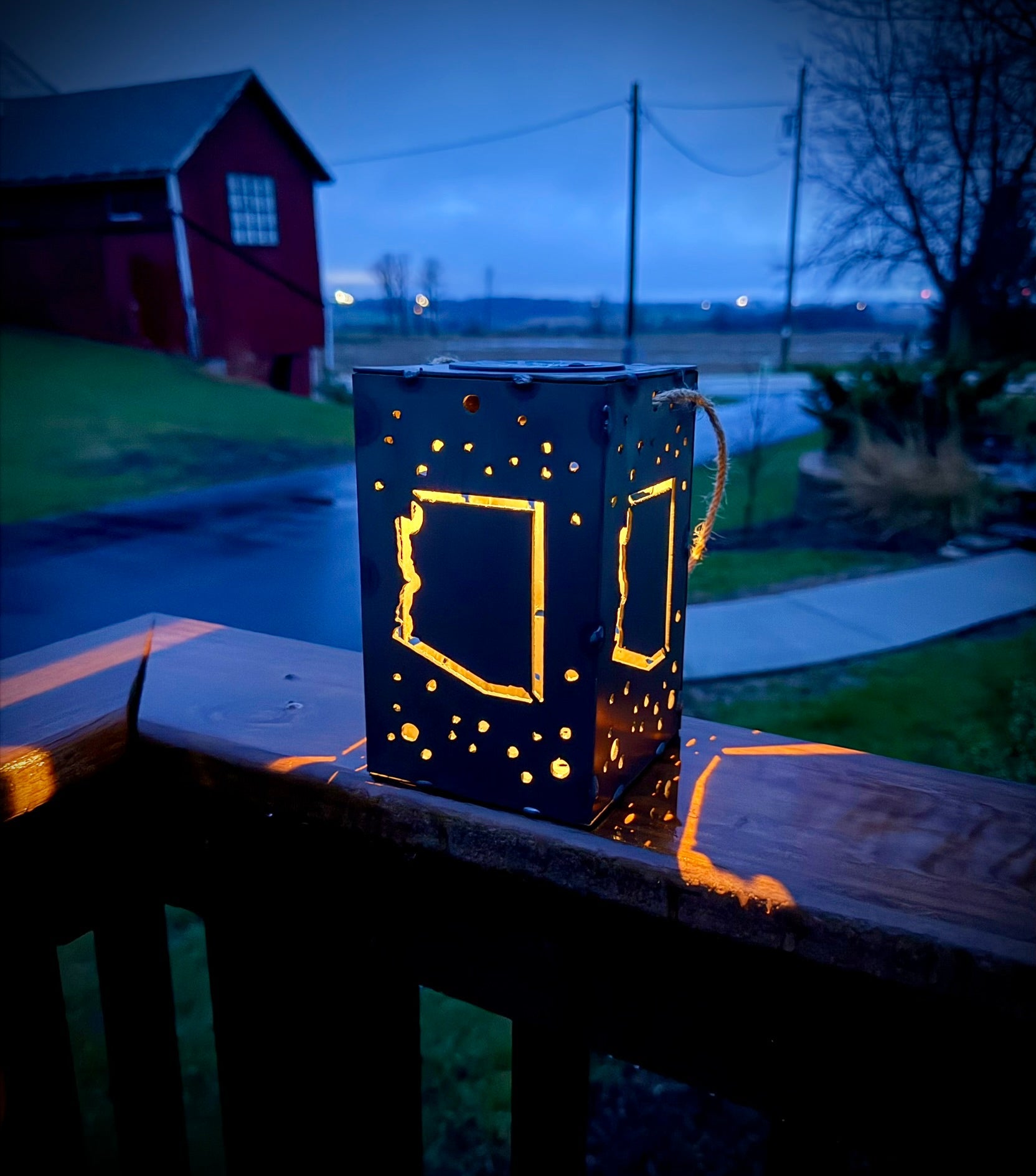 WI Stars Steel Hanging Solar Light | 6.5 in. | Choose Your State - accent lights - arizona solar light - Northern Forge, LLC