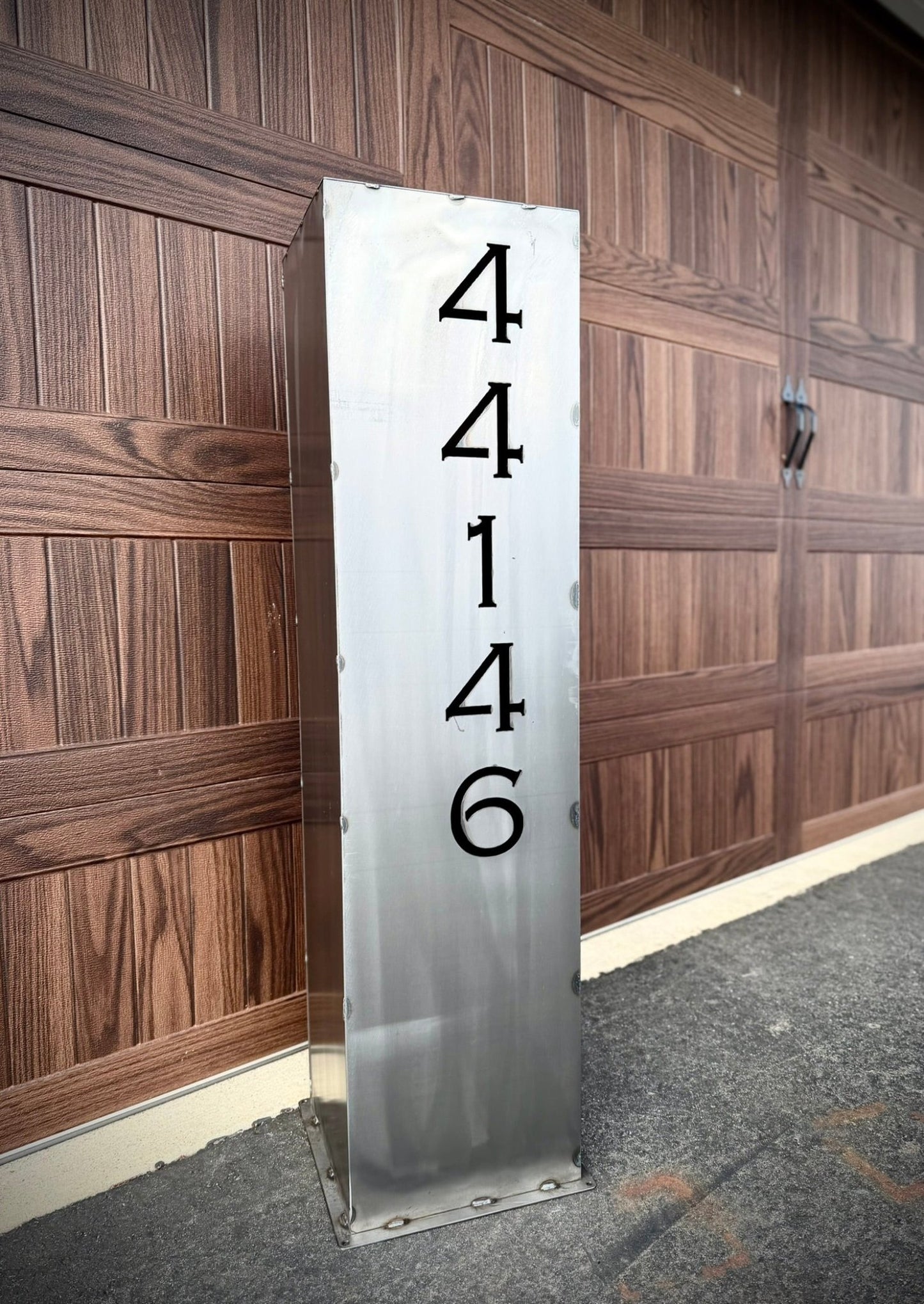 Wide Profile Home Address Solar Pillar - Steel - 48 - inch address pillar - address - Northern Forge, LLC