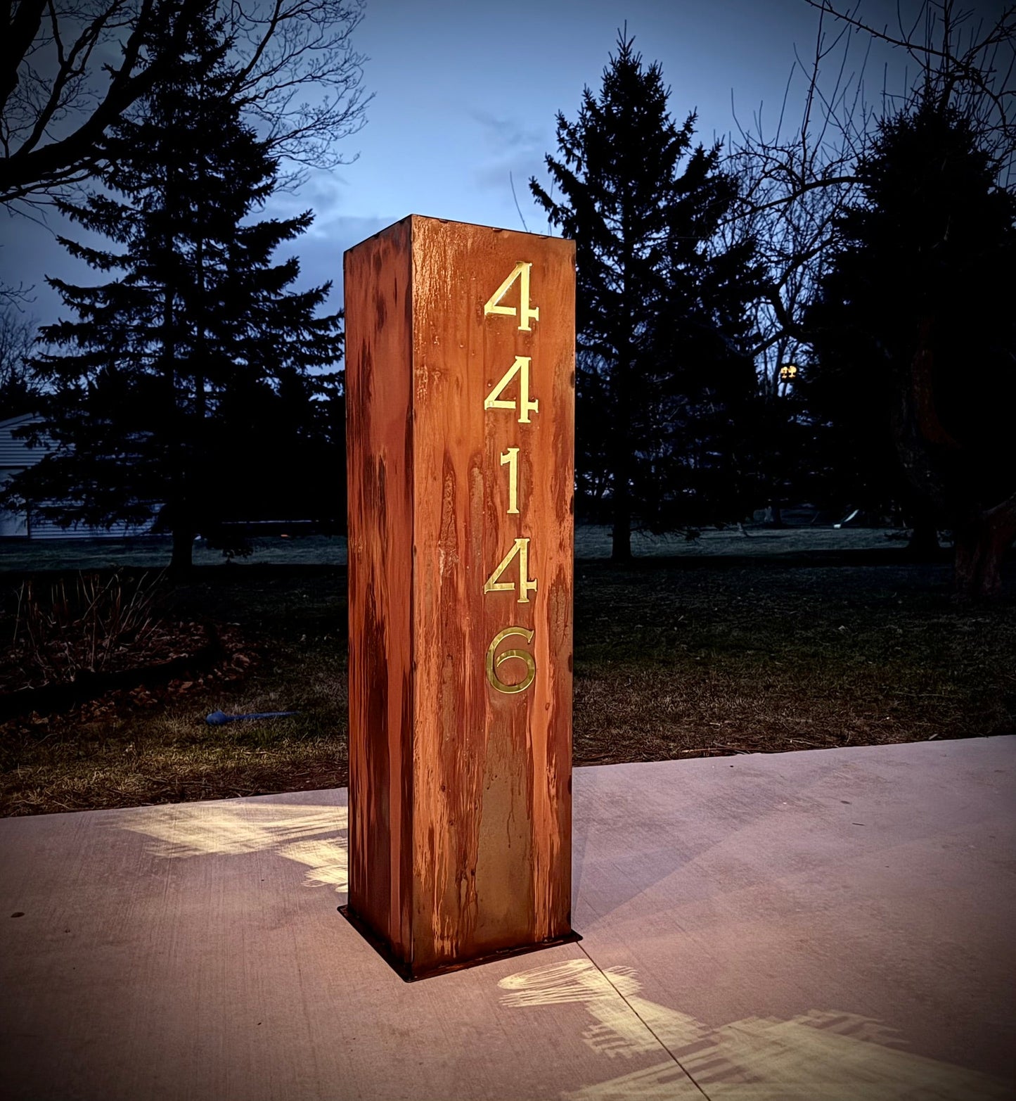 Wide Profile Home Address Solar Pillar - Steel - 48 - inch address pillar - address - Northern Forge, LLC