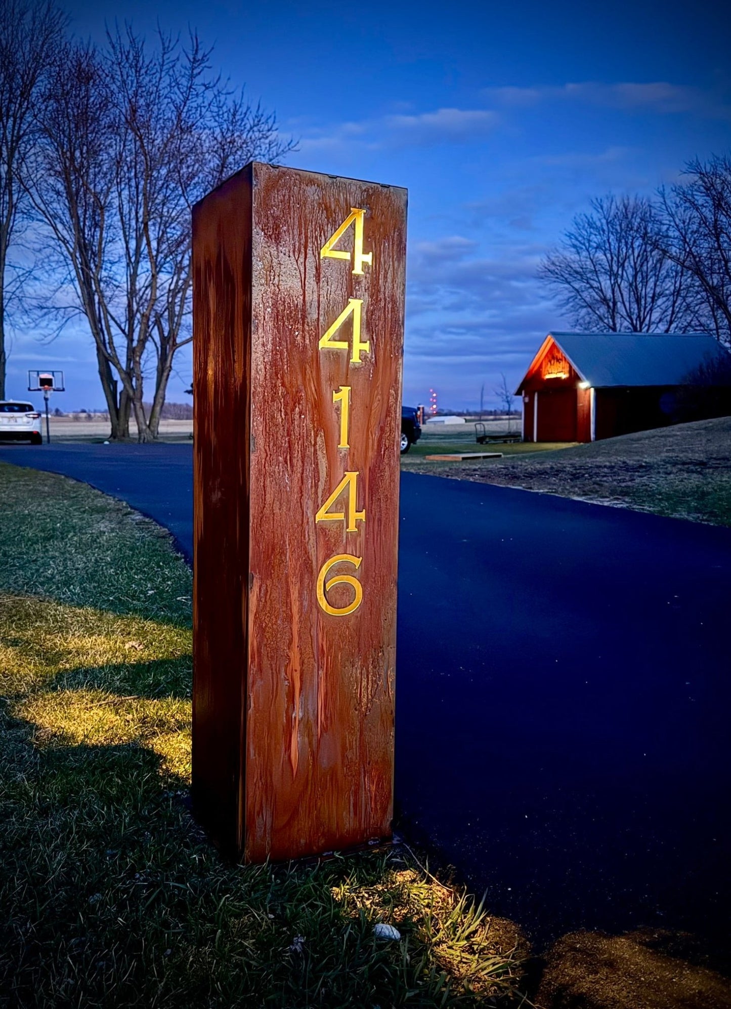 Wide Profile Home Address Solar Pillar - Steel - 48 - inch address pillar - address - Northern Forge, LLC