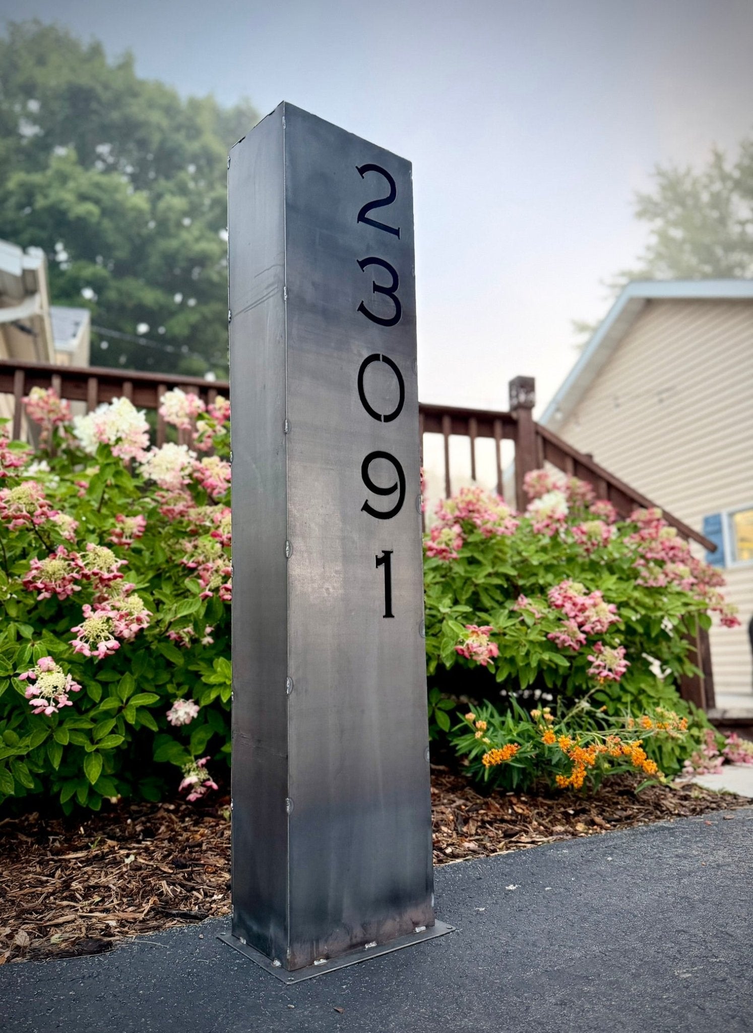 Wide Profile Home Address Solar Pillar - Steel - 48-inch address pillar - address - Northern Forge, LLC