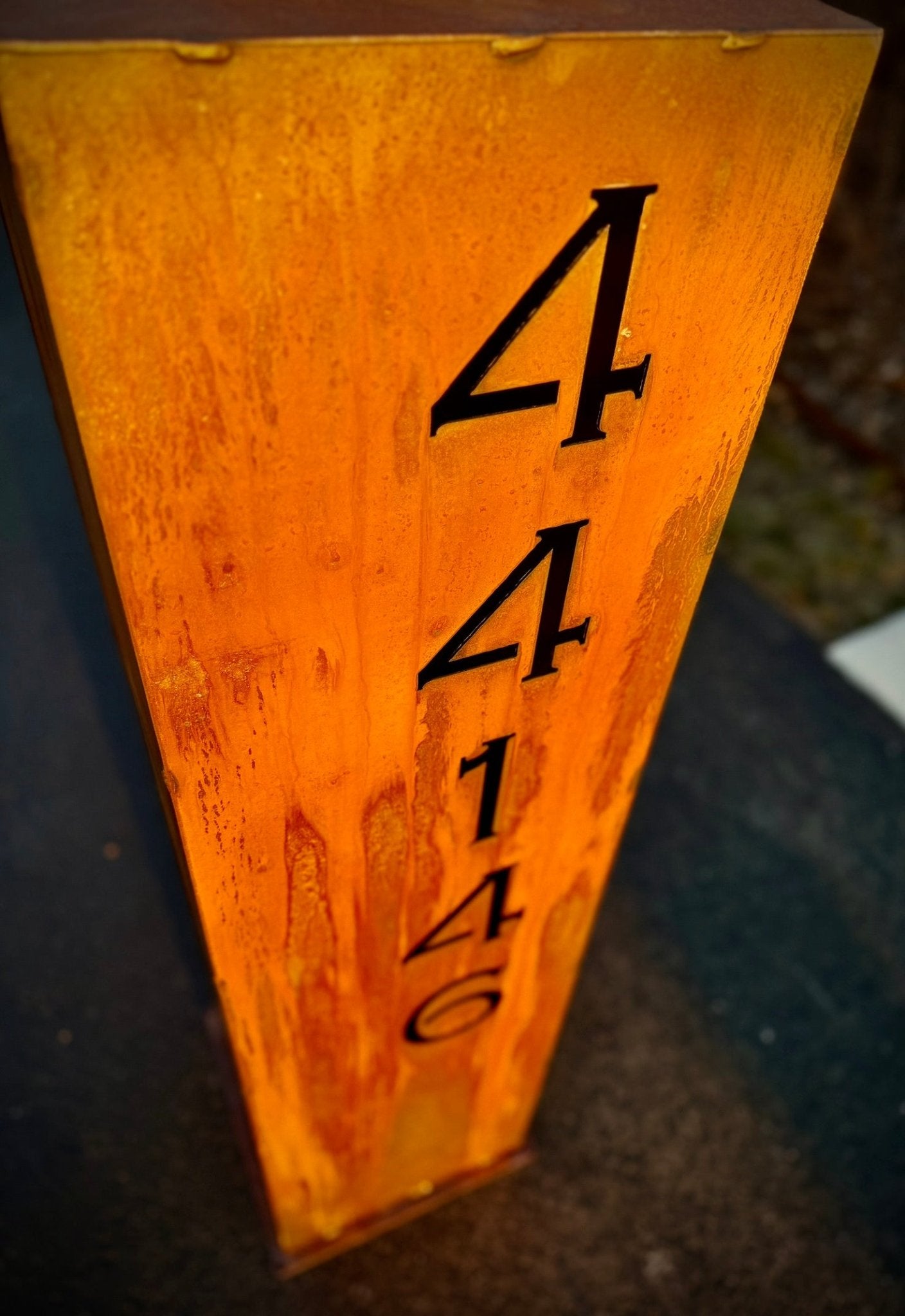 Wide Profile Home Address Solar Pillar - Steel - 48 - inch address pillar - address - Northern Forge, LLC