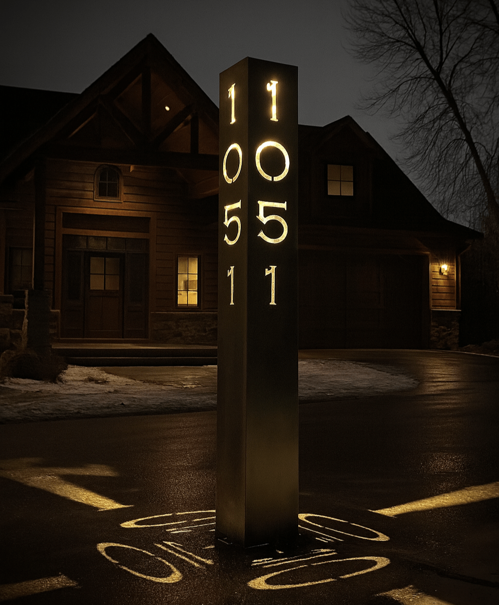 XL Home Address Solar Pillar Light - Steel - 48 - inch address pillar - address - Northern Forge, LLC