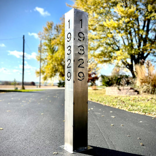 XL Home Address Solar Pillar Light - Steel - 48 - inch address pillar - address - Northern Forge, LLC