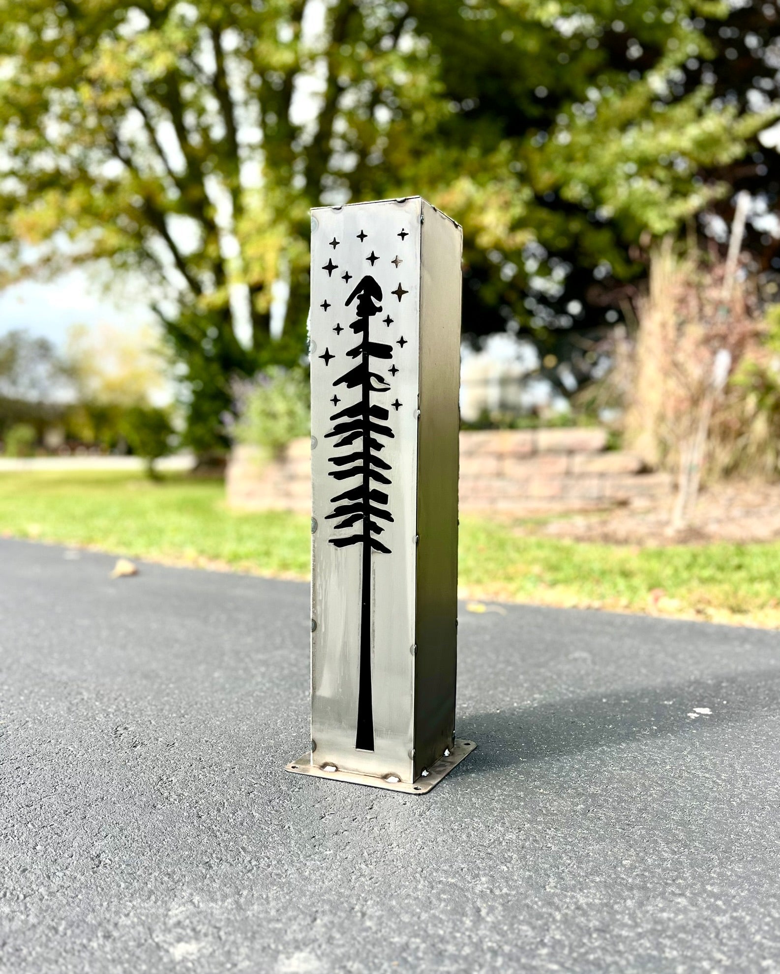 XL Pine Night Sky Solar Luminary Pillar | Steel – Northern Forge, LLC