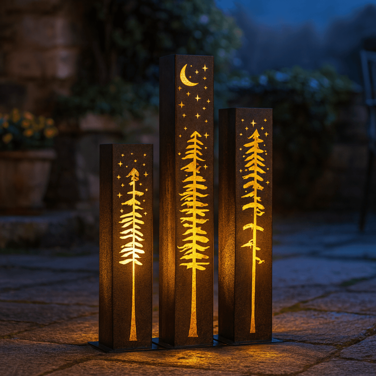 XL Pine Night Sky Luminary Pillar | 36 - in, 48 - in - cabin decor - christmas - Northern Forge, LLC