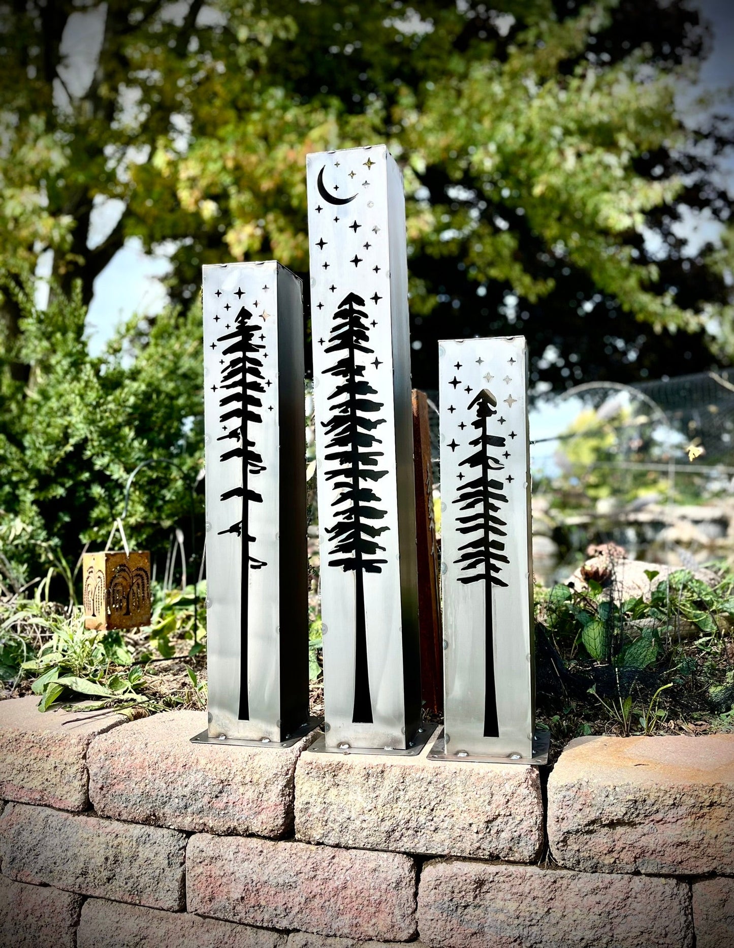XL Pine Night Sky Luminary Pillar | 36 - in, 48 - in - cabin decor - christmas - Northern Forge, LLC