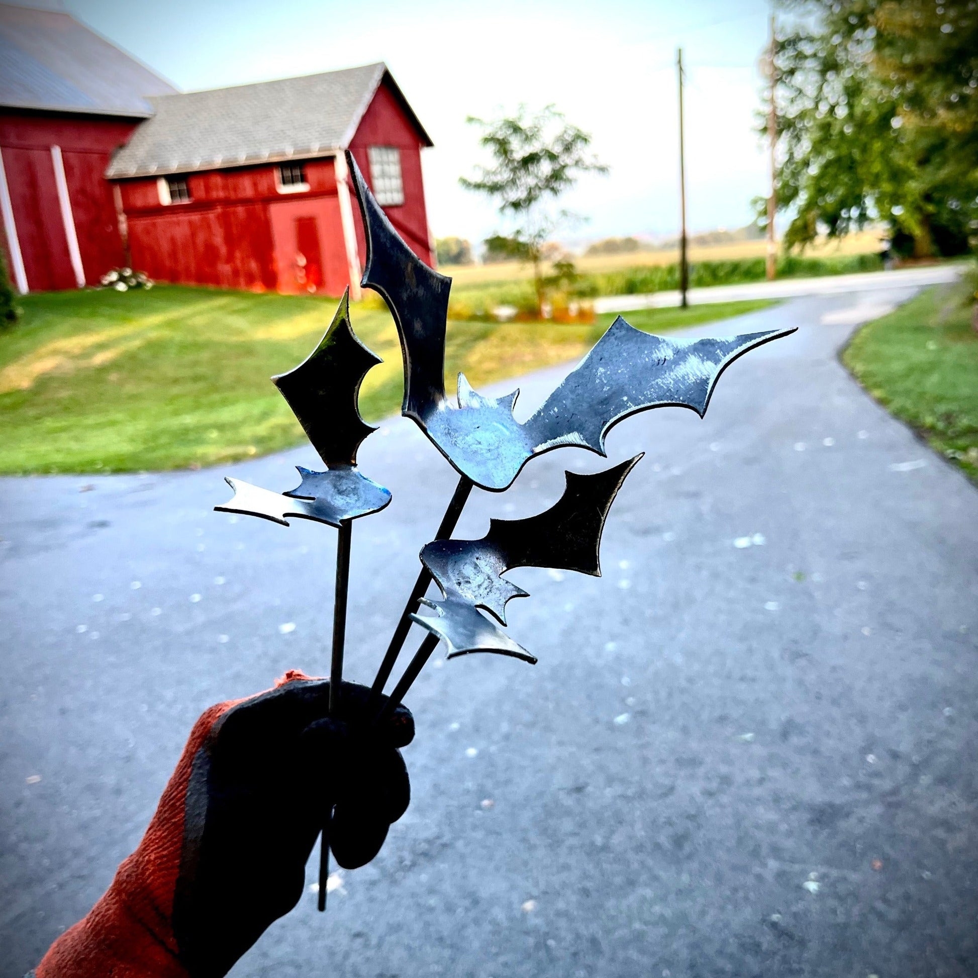 3-Pack Metal Halloween Bats w/ Stake - garden - garden art - Northern Forge, LLC