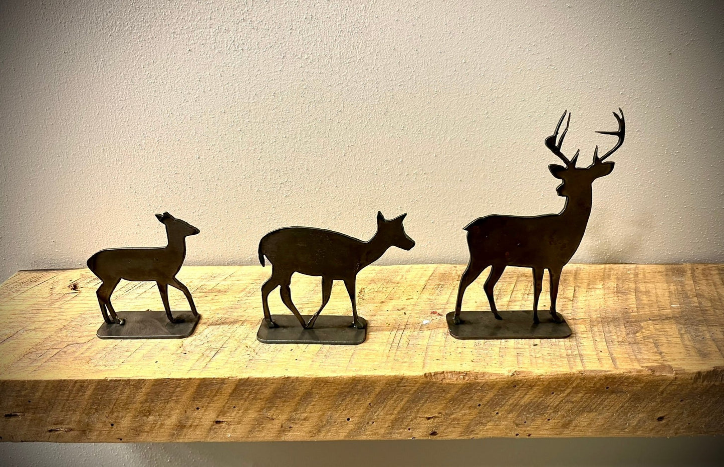 3-Pack Metal Mantel Deer - cabin decor - deer for mantel - Northern Forge, LLC