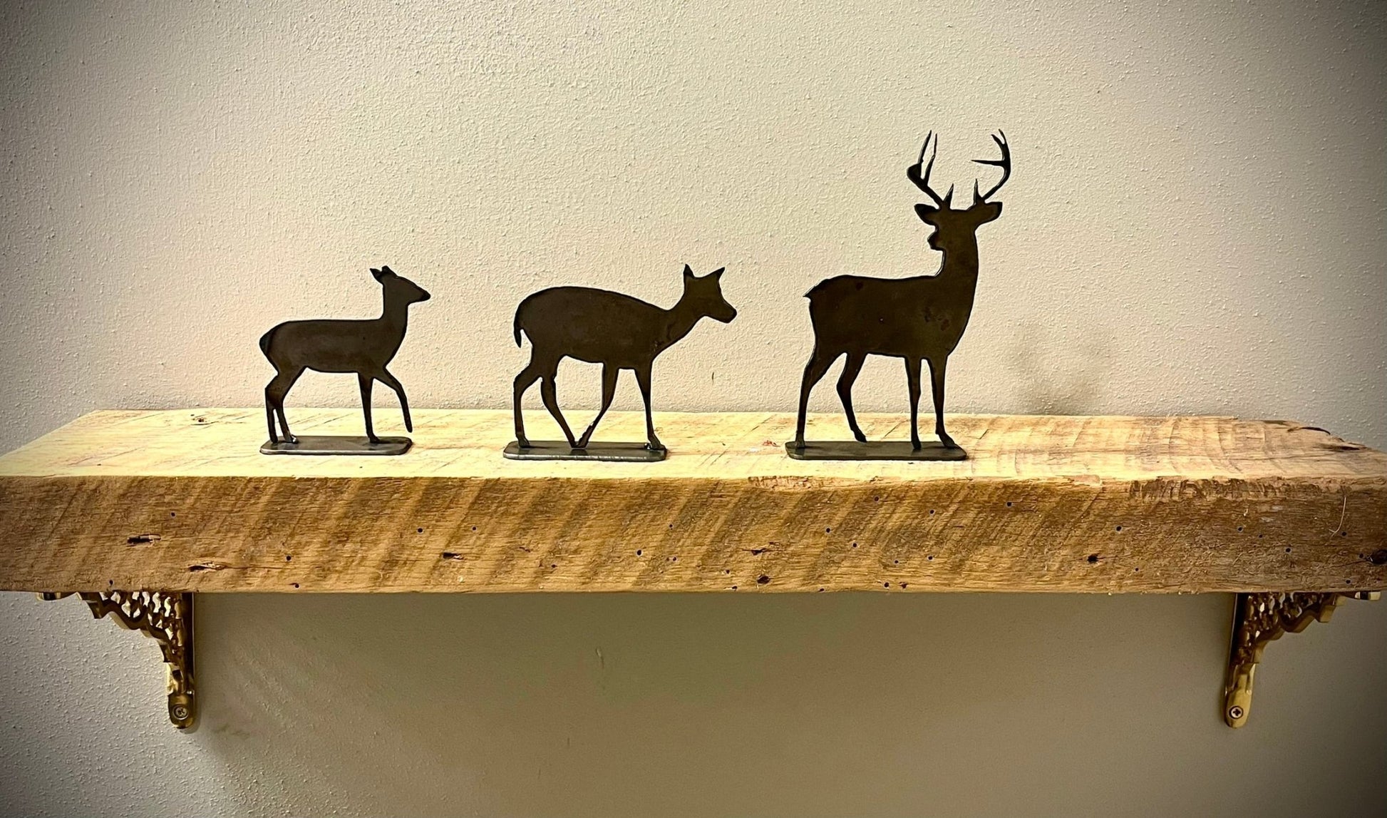 3-Pack Metal Mantel Deer - cabin decor - deer for mantel - Northern Forge, LLC