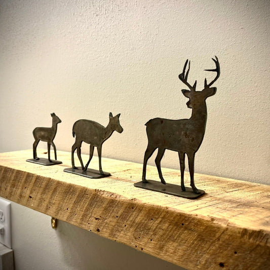 3-Pack Metal Mantel Deer - cabin decor - deer for mantel - Northern Forge, LLC