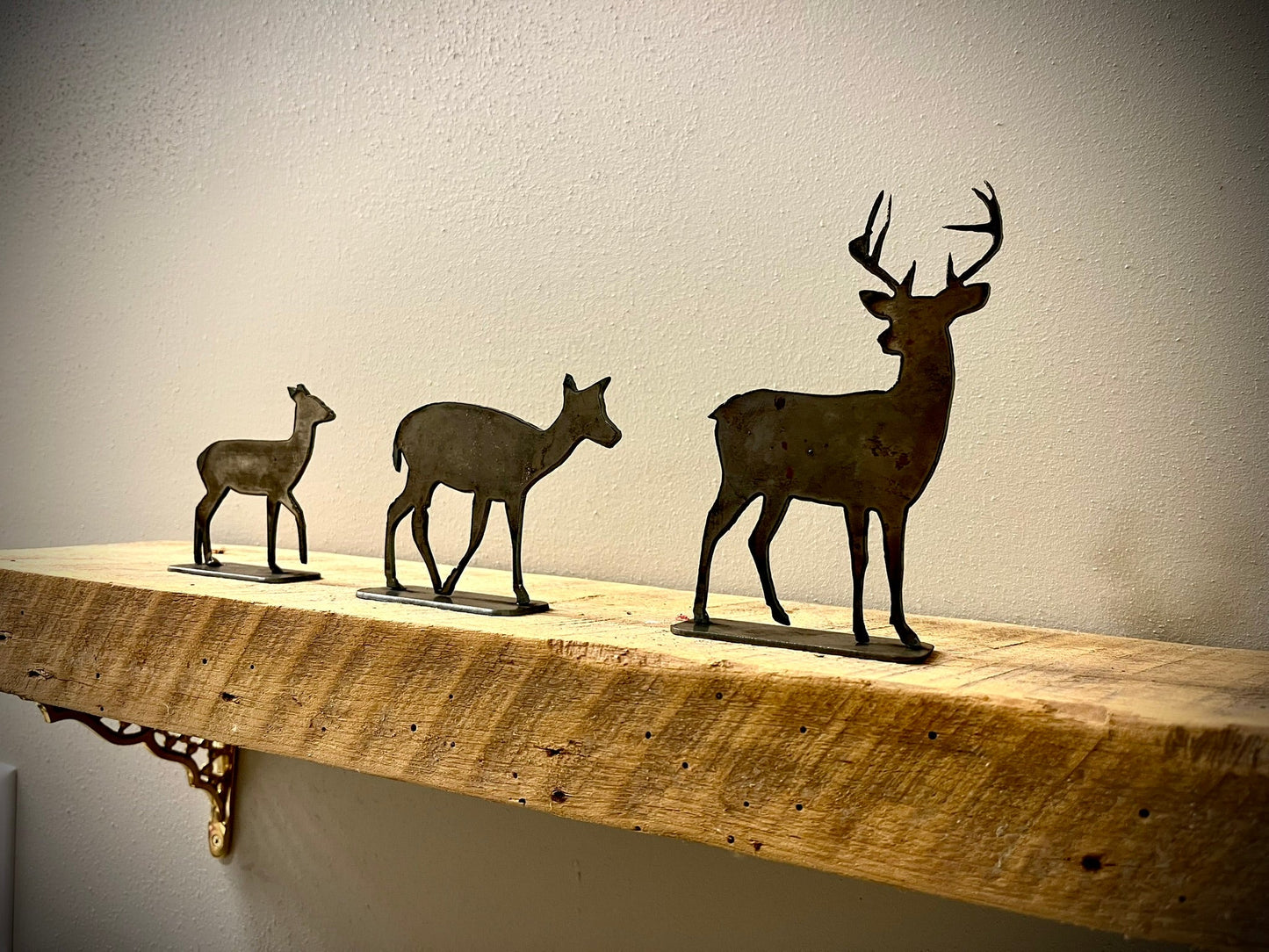 3-Pack Metal Mantel Deer - cabin decor - deer for mantel - Northern Forge, LLC