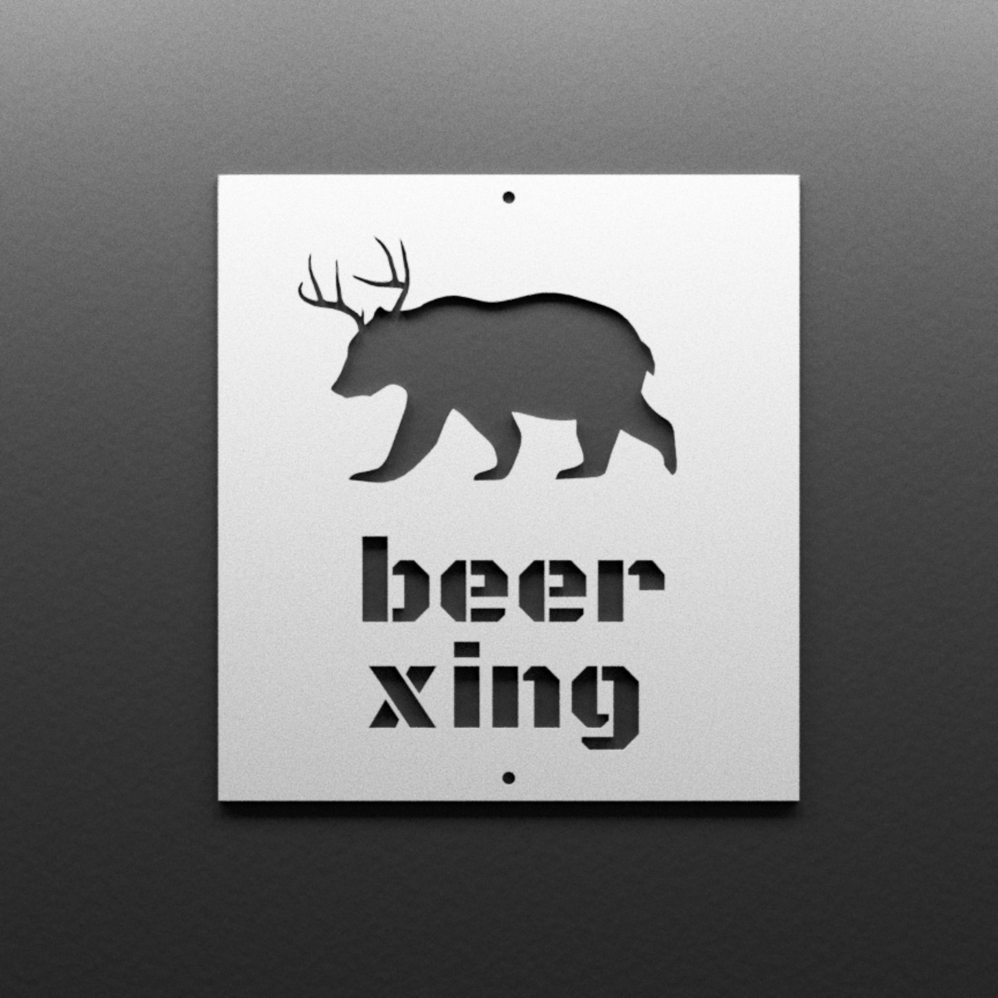 Beer Crossing Steel Sign - bar decor - bear crossing sign - Northern Forge, LLC