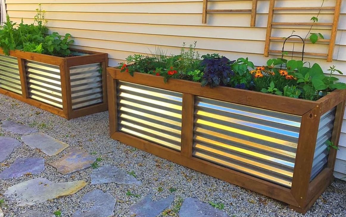 raised planters boxes Corrugated Raised Planter Box DIY Build Plans