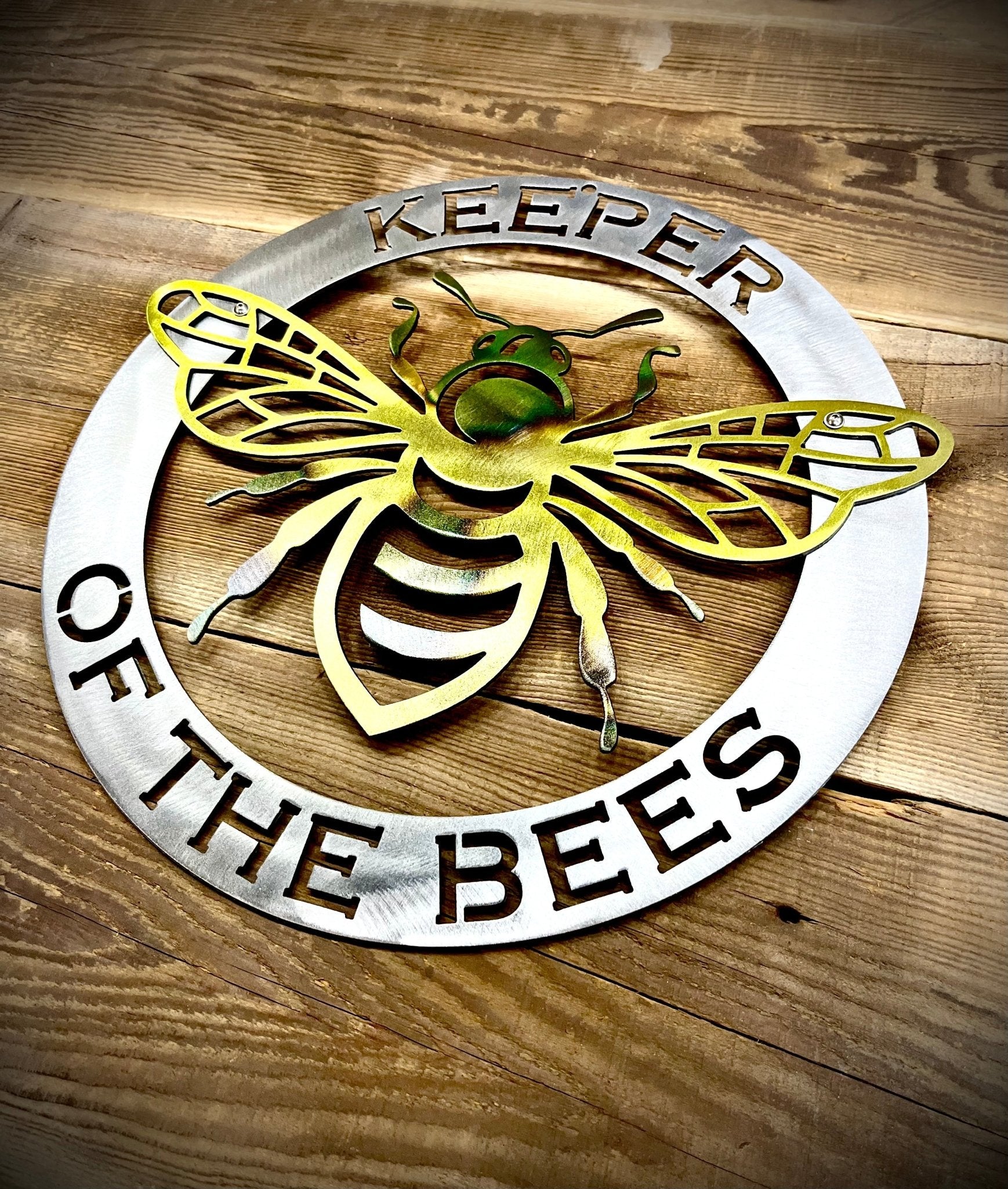 Flame-Painted Steel Bee Keeper Sign - Bee Keeper Gift - Bee Keeper Sign - Northern Forge, LLC