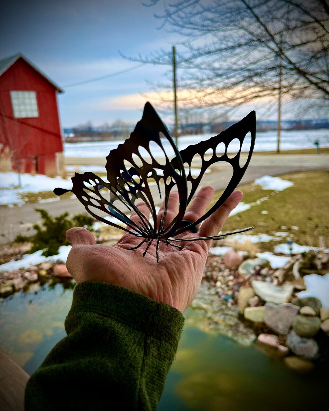 Flame Painted Steel Butterfly - butterfly - butterfly yard art - Northern Forge, LLC