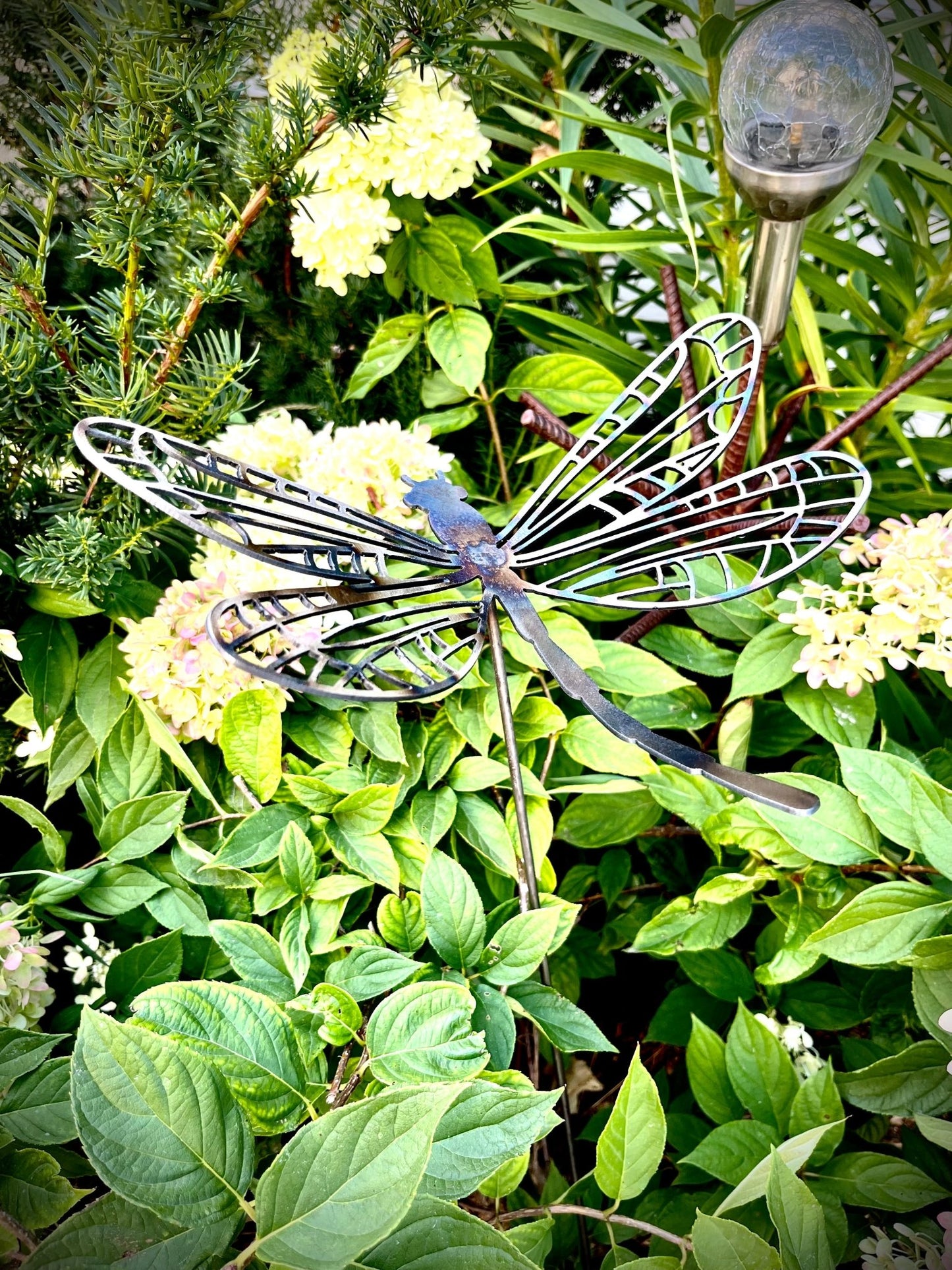 Flame Painted Steel Dragonfly Yard Stake - dragonfly garden art - dragonfly yard art - Northern Forge, LLC