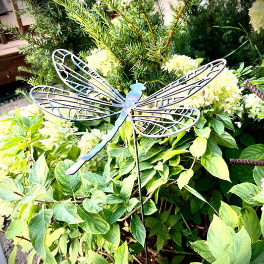 Flame Painted Steel Dragonfly Yard Stake - dragonfly garden art - dragonfly yard art - Northern Forge, LLC
