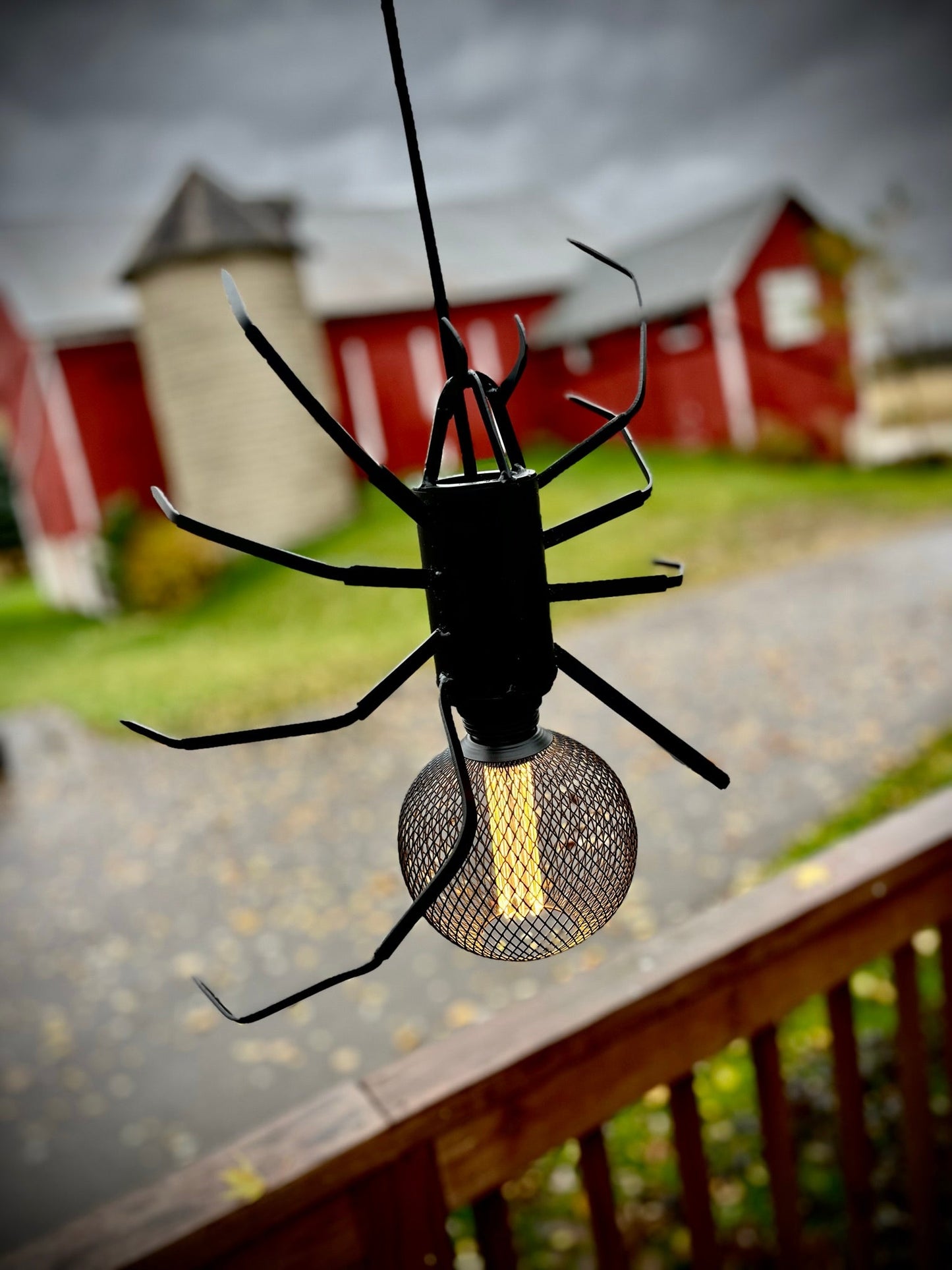 Hanging Metal Spider Lamp - halloween bat - halloween decor - Northern Forge, LLC