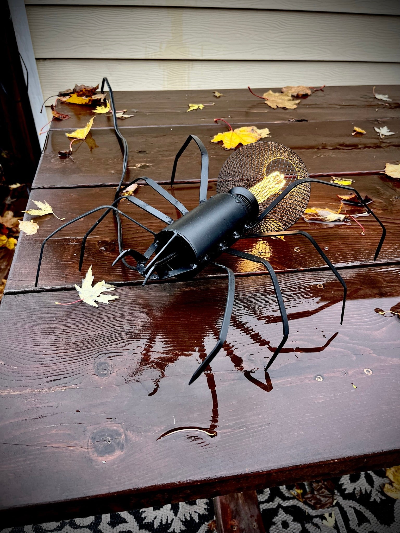 Hanging Metal Spider Lamp - halloween bat - halloween decor - Northern Forge, LLC