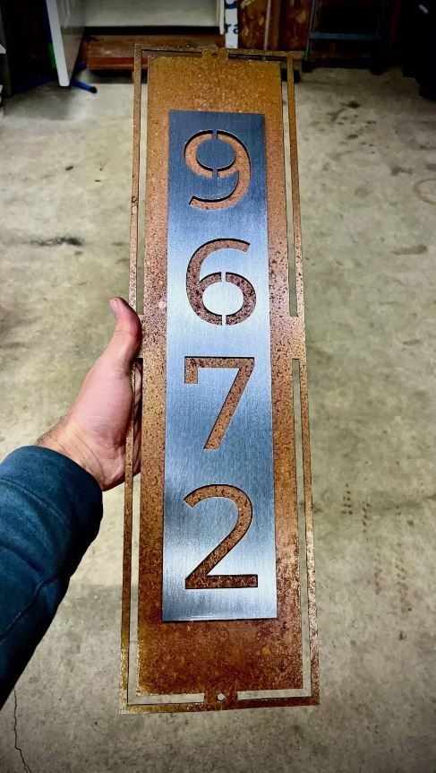 Layered Metal House Address Sign - Vertical - address - industrial address sign - Northern Forge, LLC