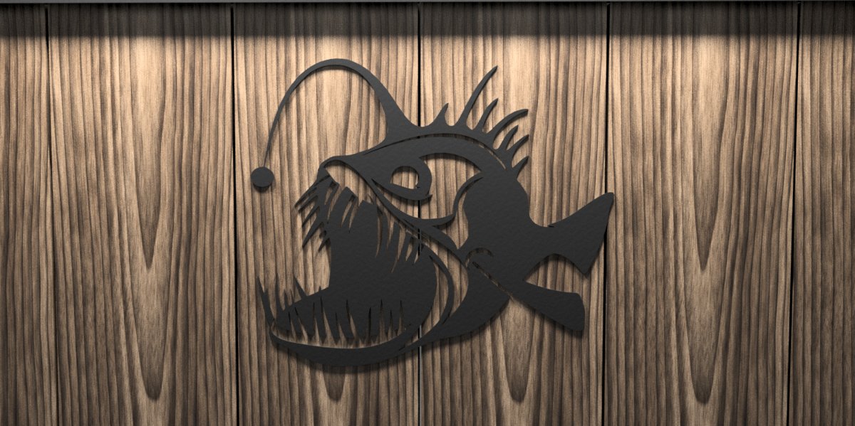 Metal Anglerfish - cabin sign - fish - Northern Forge, LLC