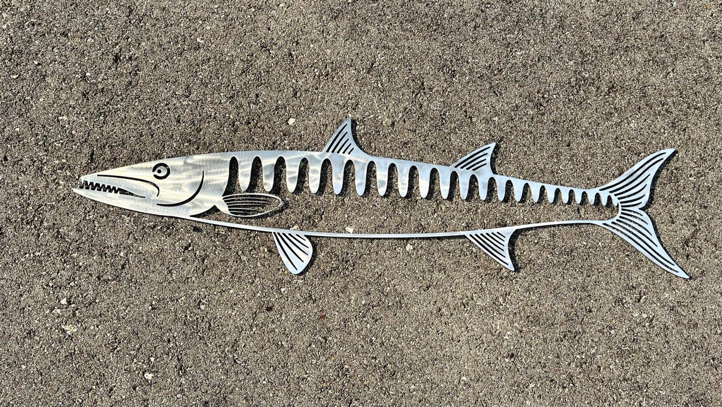 Metal Barracuda - cabin sign - fish - Northern Forge, LLC