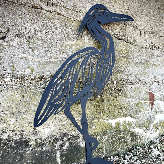 Metal Blue Heron Yard Stake - farm art - garden - Northern Forge, LLC