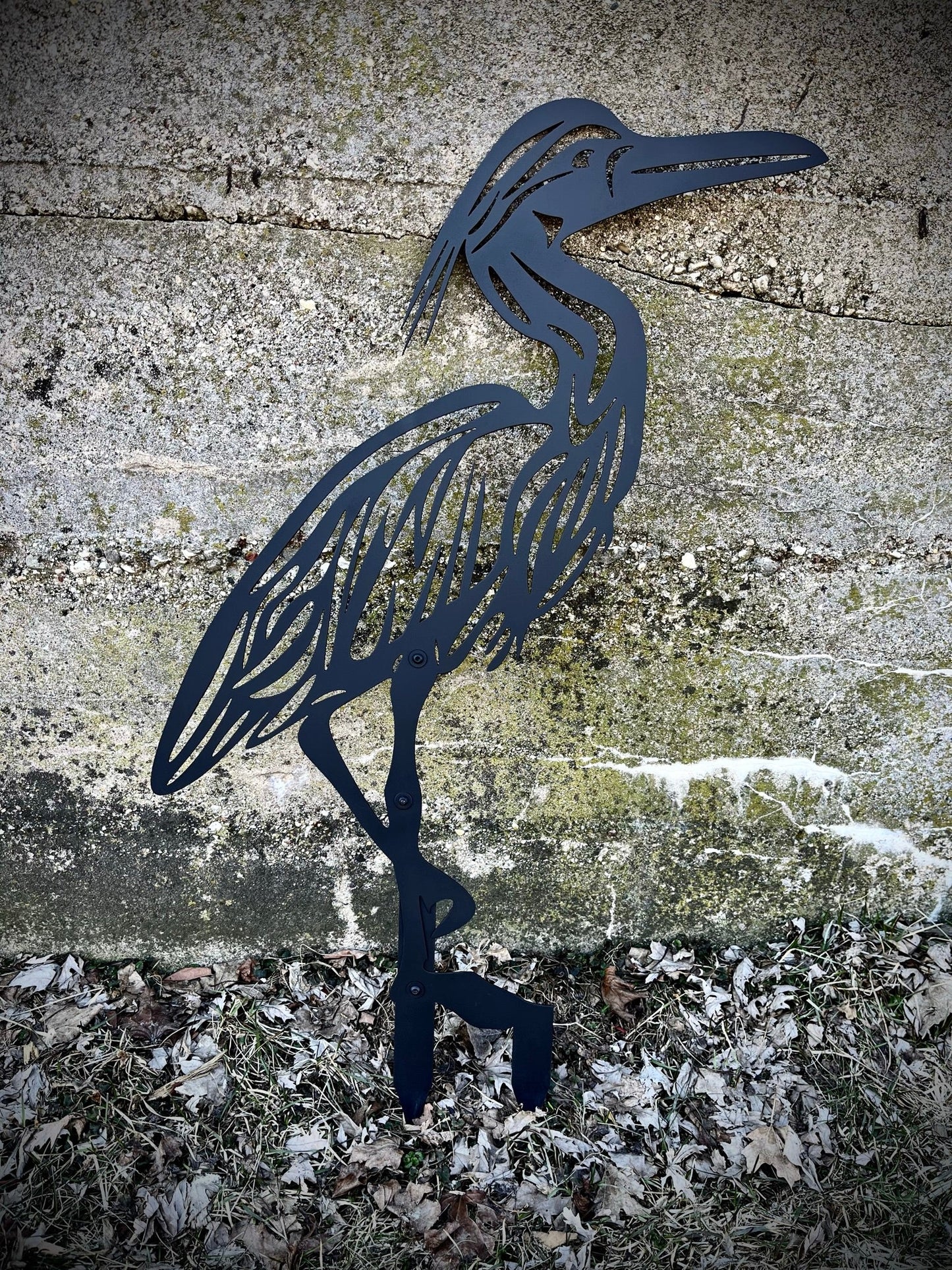 Metal Blue Heron Yard Stake - farm art - garden - Northern Forge, LLC