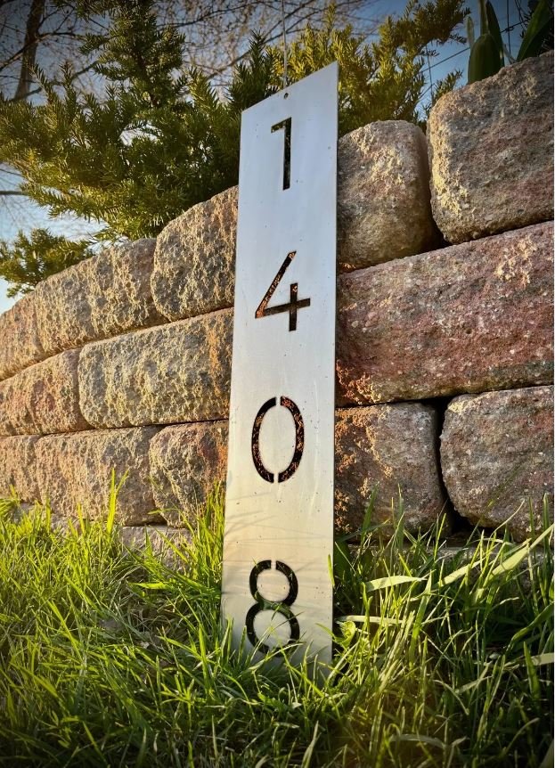 Metal House Address Sign - Vertical - address - industrial address sign - Northern Forge, LLC