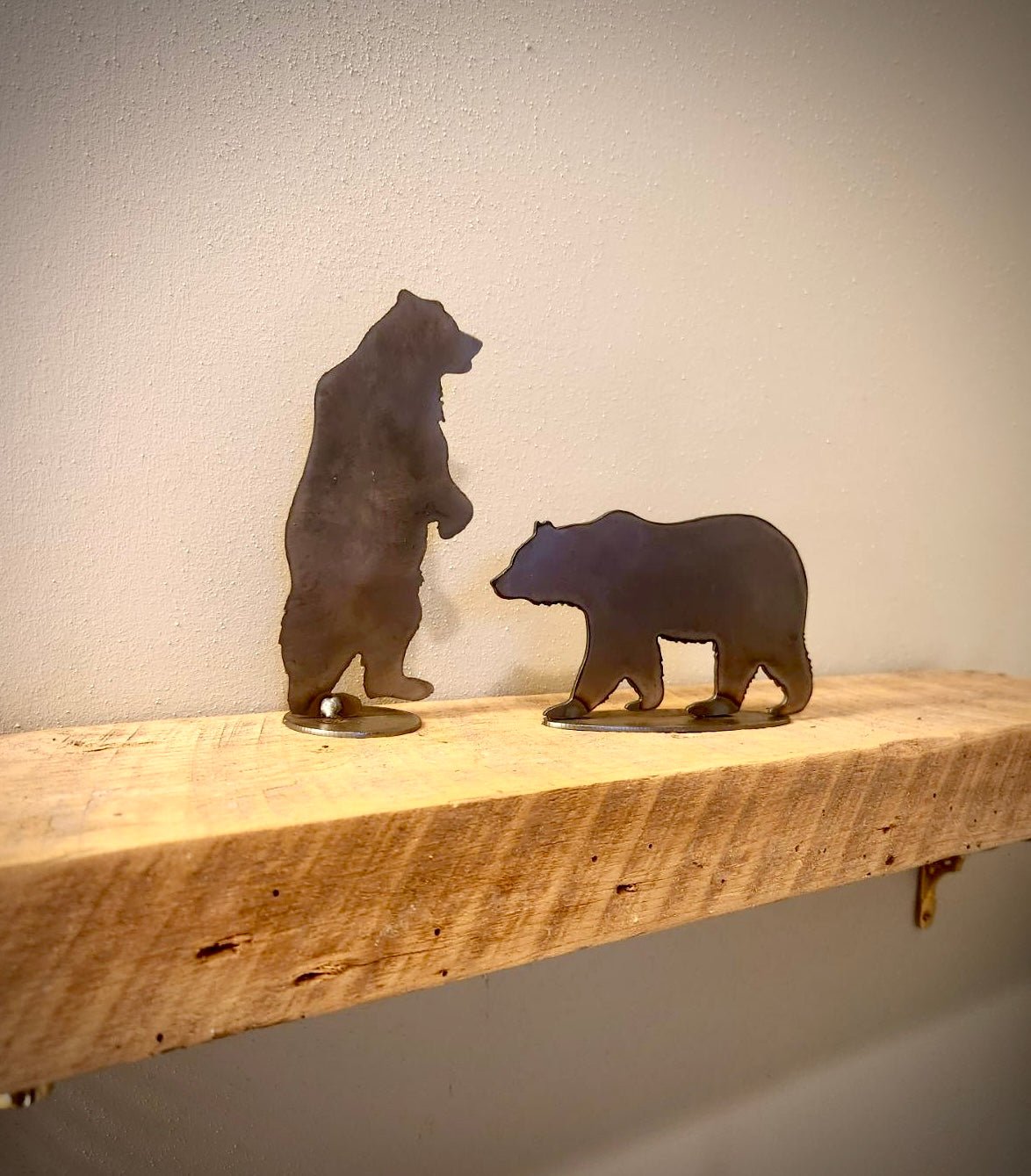 Metal Mantel Bear - bear decor shelf - cabin decor - Northern Forge, LLC