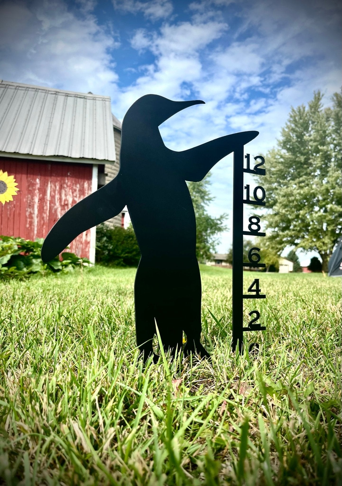 Metal Penguin Snow Gauge - 36-inch Snow Gauge - black snow gauge - Northern Forge, LLC