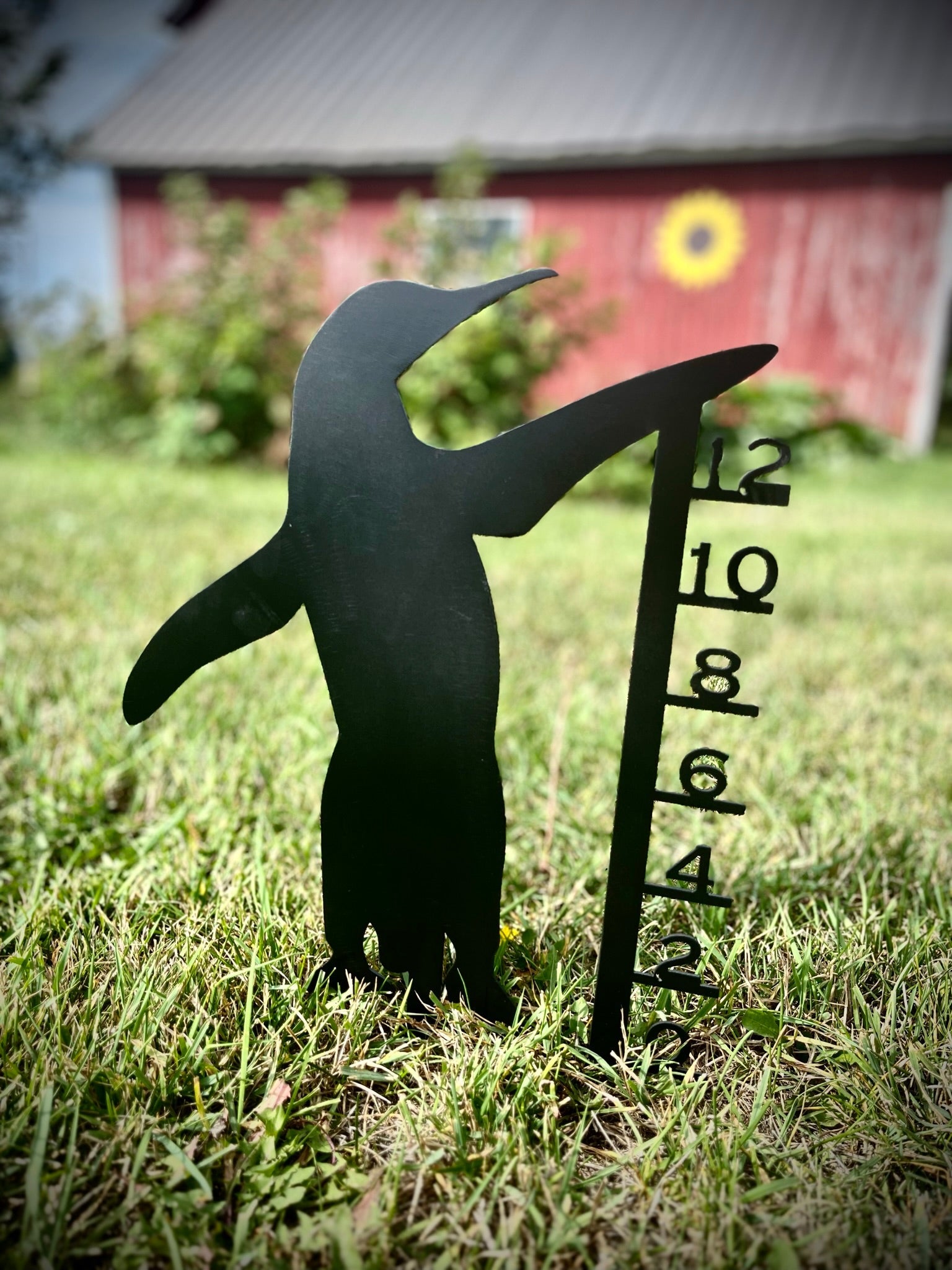 Metal Penguin Snow Gauge - 36-inch Snow Gauge - black snow gauge - Northern Forge, LLC