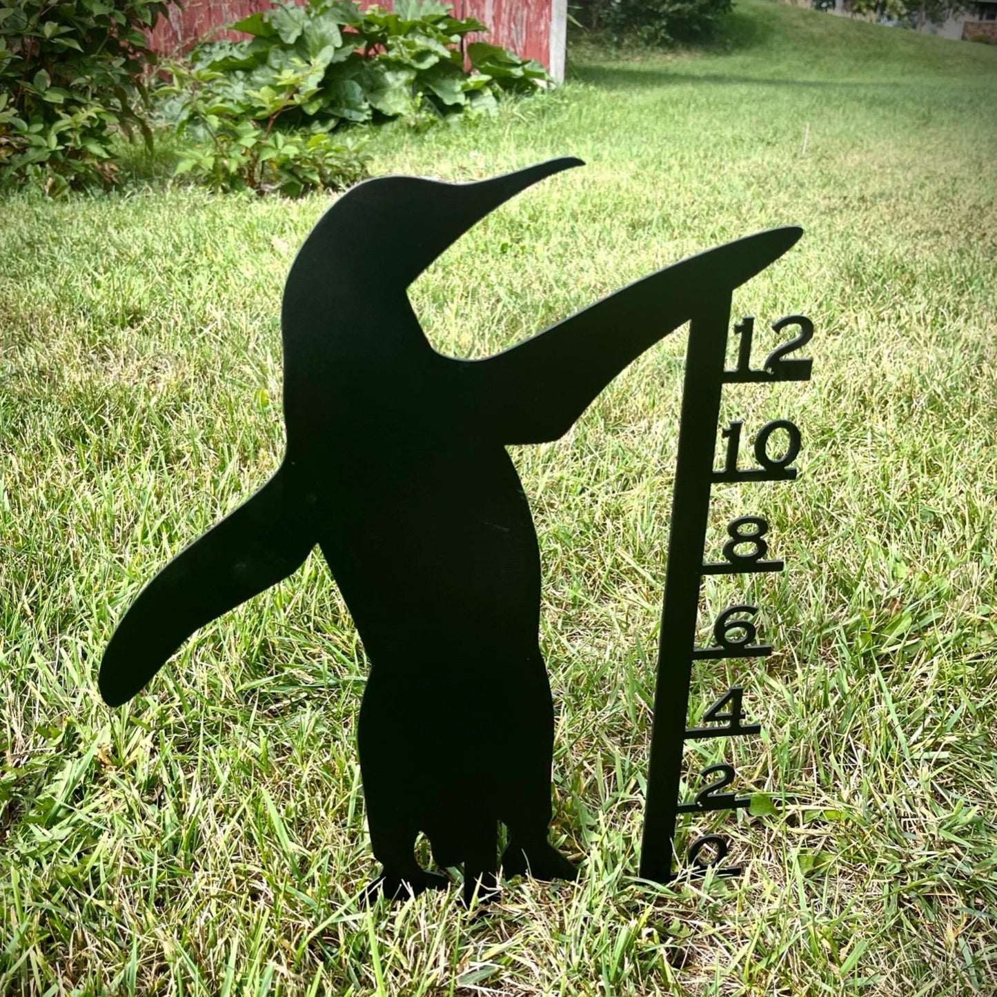 Metal Penguin Snow Gauge - 36-inch Snow Gauge - black snow gauge - Northern Forge, LLC