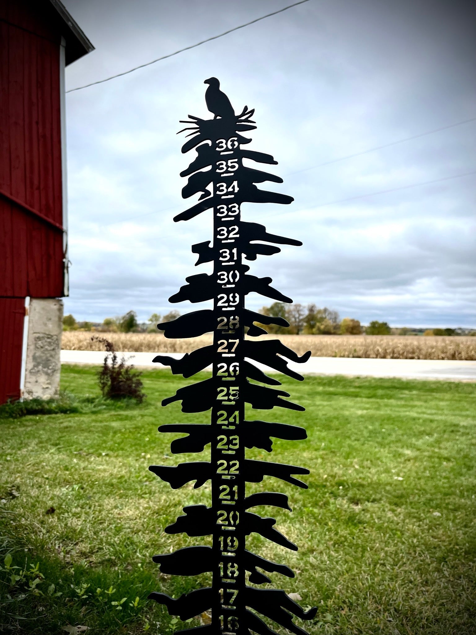 Metal Pine Tree Snow Gauge - Steel - 36-inch - 36-inch Snow Gauge - Metal Snow Gauge - Northern Forge, LLC