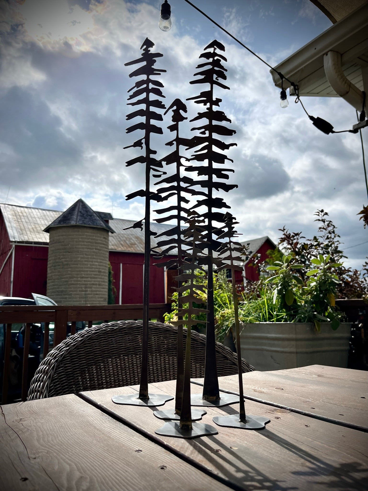 Metal Standing Pine Trees with Base - metal pine trees - pine tree forest - Northern Forge, LLC